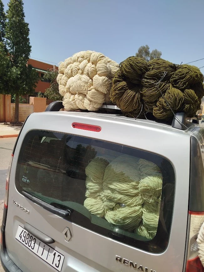 Bales of Bouyblane fleece in transport from the Middle Atlas