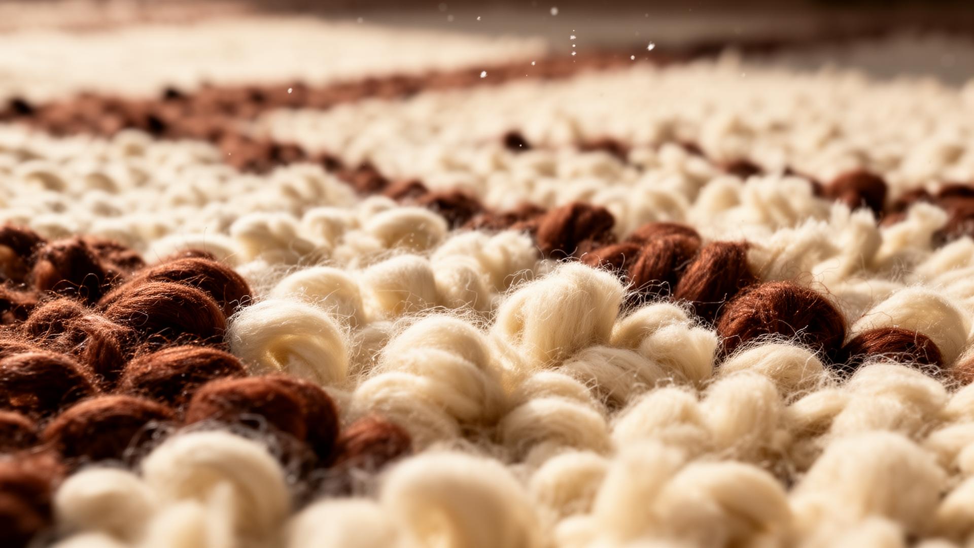 Macro view of dense hand-knotted rug pile